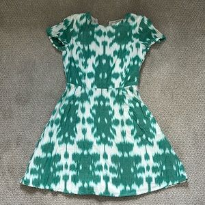 Vineyard Vines Green & White Ikat Linen Dress